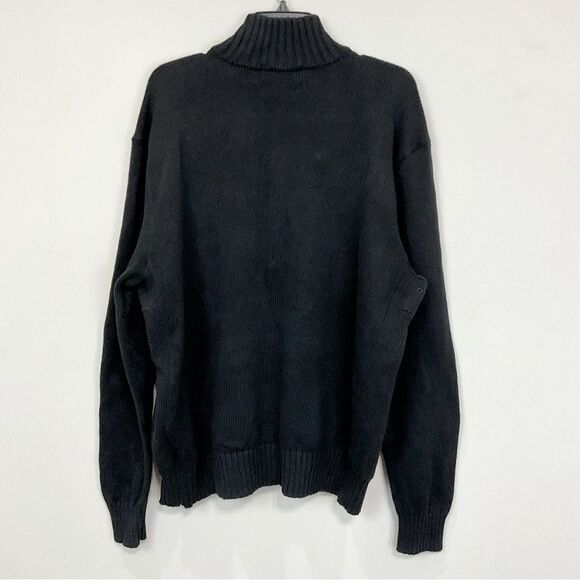 Polo Ralph Lauren Black Cardigan Sweater Sz L Full Double Zip Cotton Mock Neck - Picture 4 of 5